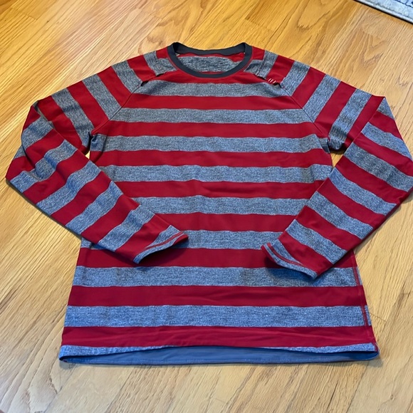 Lululemon Men’s Pacific Run Long Sleeve Top grey/Red stripe M - Picture 1 of 9